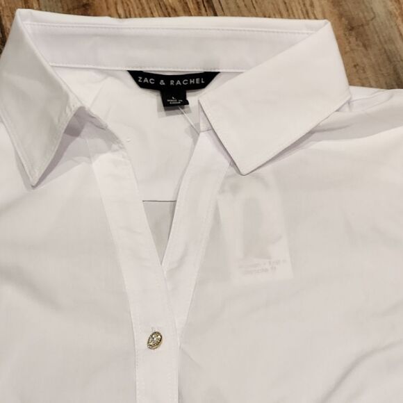 🔸️NWT Zac & Rachel White Buttoned Adjustable Long Sleeve Top Large - Picture 4 of 13